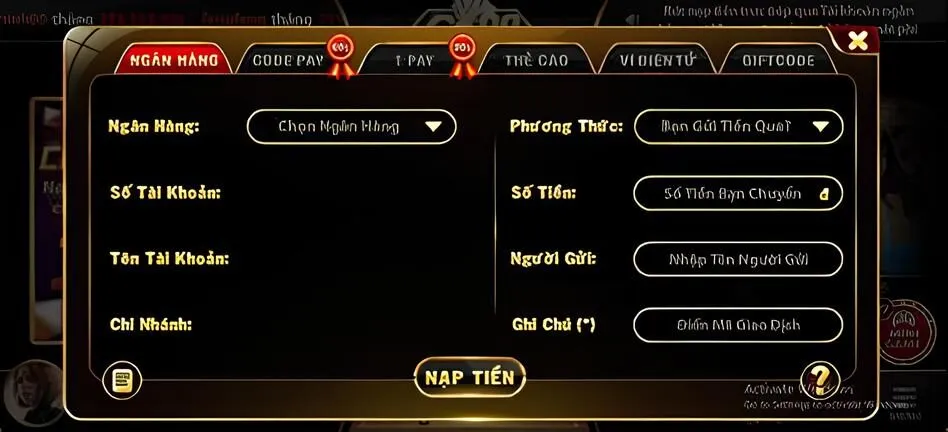 Cách nạp tiền vào tài khoản chơi Nổ Hũ nhanh chóng